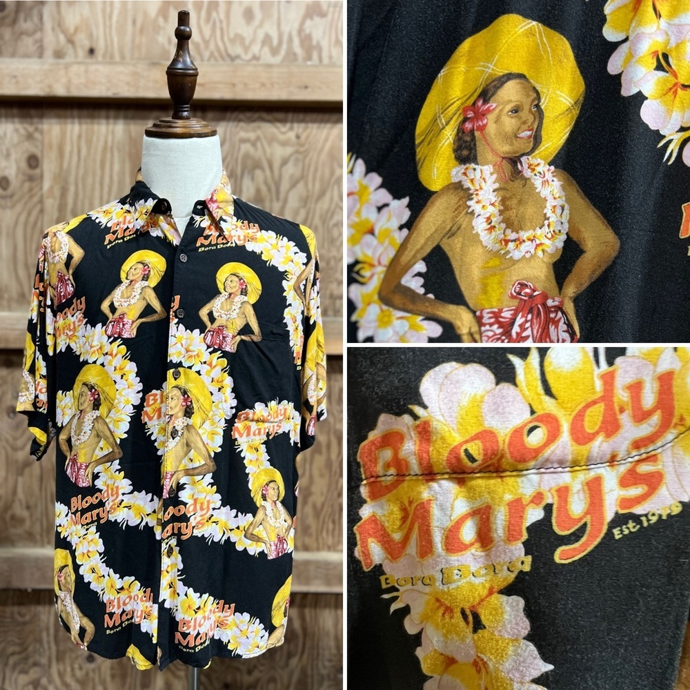 Vintage Reyn Spooner Bloody Mary’s Bora Bora Floral Button Hawaiian Shirt Large